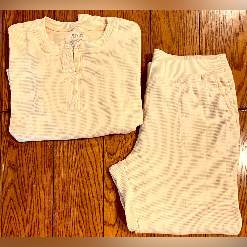 EUC Haven-Well Within waffle knit Henley/jogger set, size large, yellow